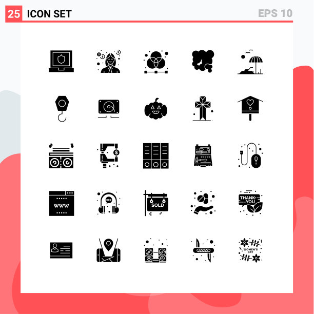 为网络和移动设置的25个通用实体符号图片下载