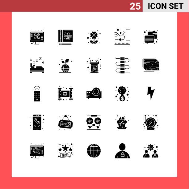 分组25个固体符号符号和符号图片下载