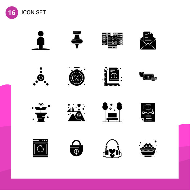 可编辑的线包16个简单的固体字形图片下载