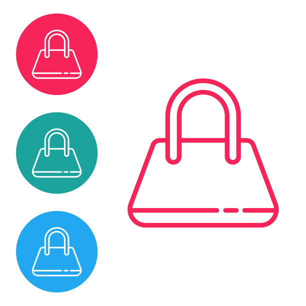 红色线手袋图标孤立在白色背景图片下载