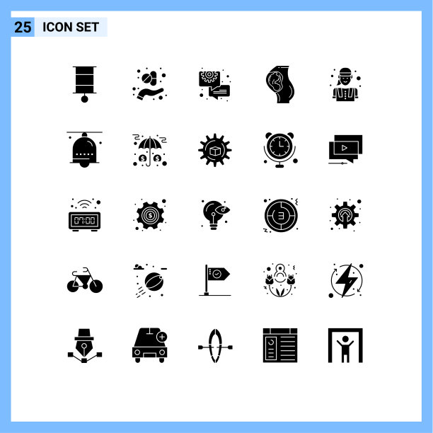分组25个固体符号符号和符号图片下载