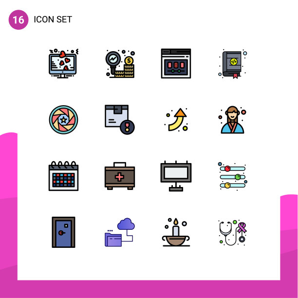 16平面颜色填充线概念的网站图片下载