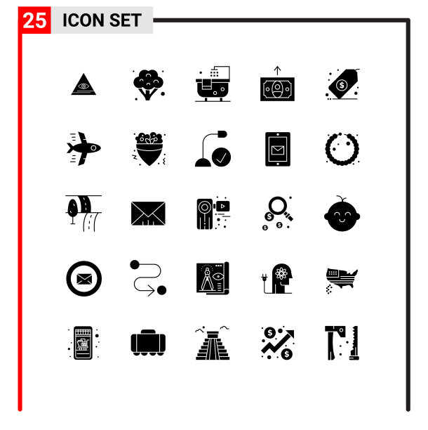 为标签设置25个商业固体符号包图片下载