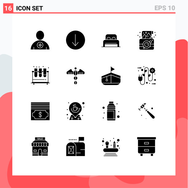 通用图标符号组16个现代立体图片下载