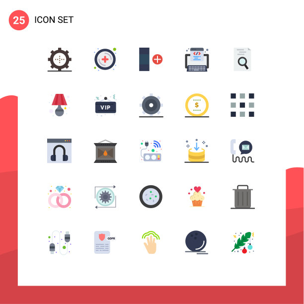 可编辑线包25个简单的平面颜色图片下载