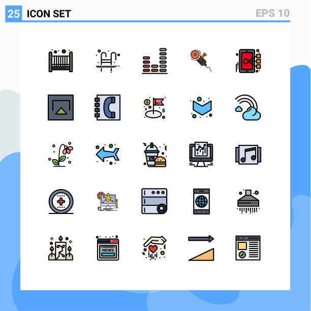 组25现代填充线平面颜色集图片下载