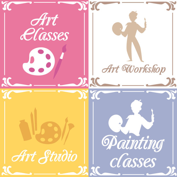 画室的固定卡片或横幅图片下载