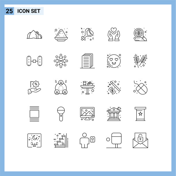 通用图标符号组25个现代线条图片下载