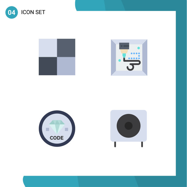 用户界面包4基本平面图标网格图片下载