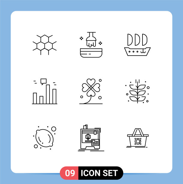 为爱尔兰三叶草设置9个轮廓线图片下载