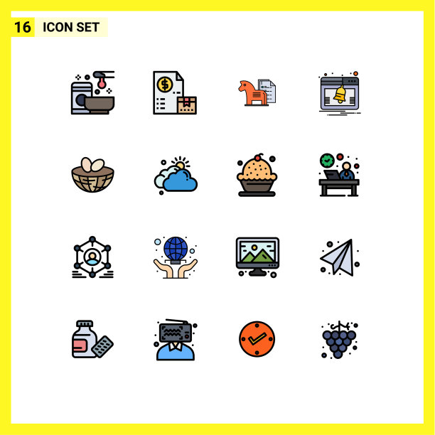 组16平色填充线标志和图片下载