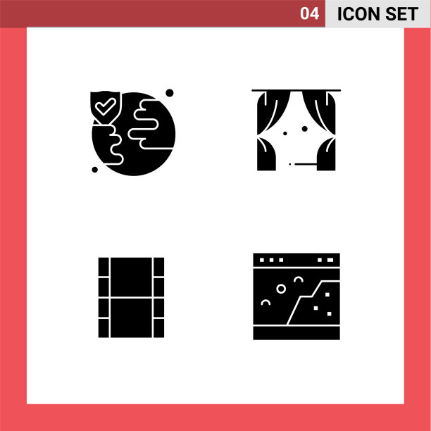 可编辑的线包4个简单的固体字形图片下载