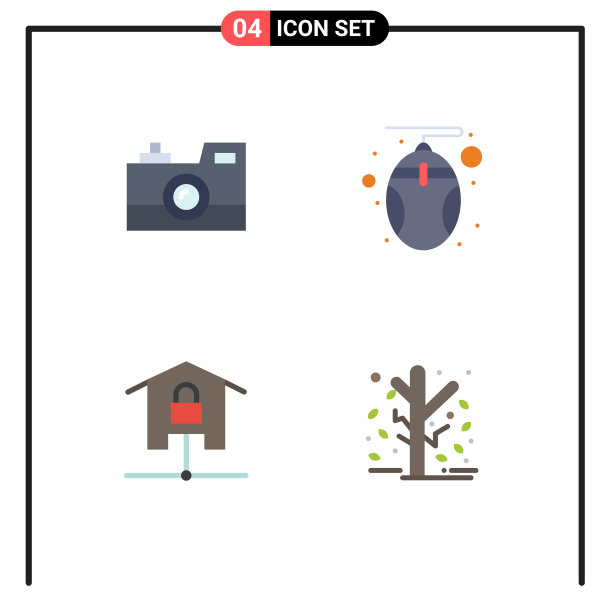 4个主题平面图标和可编辑的符号图片下载