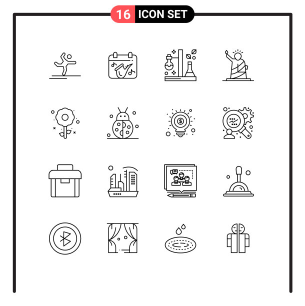 16个主题大纲和可编辑符号美国图片下载