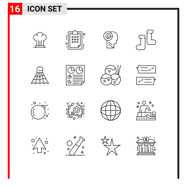 可编辑的线包16简单的轮廓运动图片下载