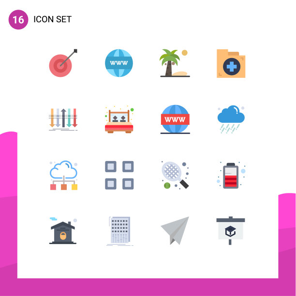 可编辑线包16个简单的平面颜色图片下载