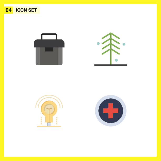 现代设置4个平面图标和符号等图片下载