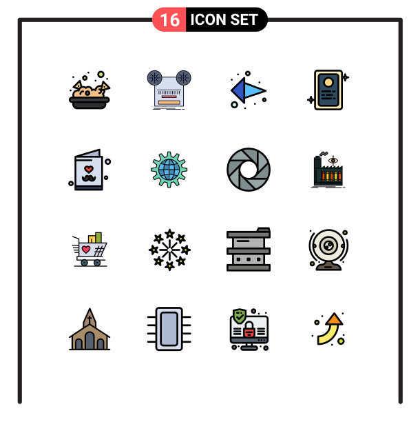包装16个现代平色填充线条标志图片下载