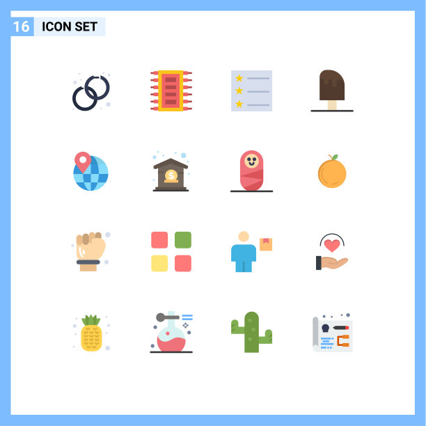 16个主题平色和可编辑的符号图片下载