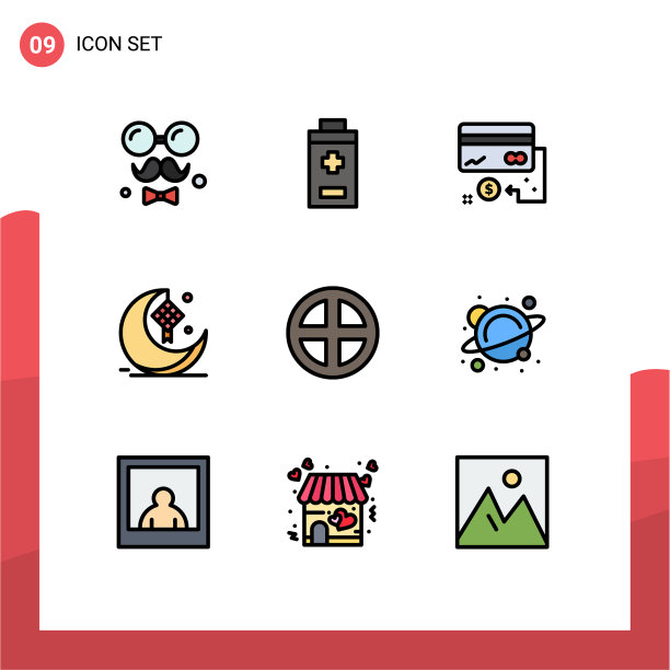 9主题填充线平色和可编辑图片下载