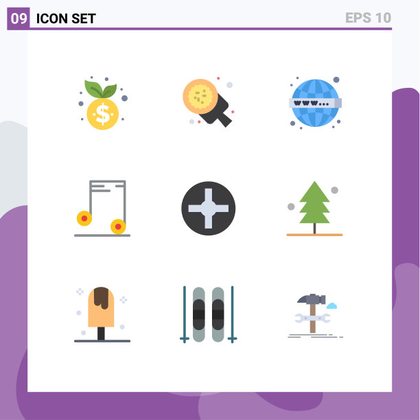 移动界面平面颜色设置9个象形图图片下载