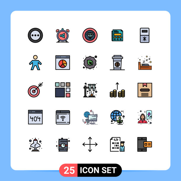 组25现代填充线平面颜色集图片下载