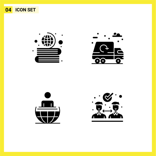 4个通用的固体符号设置为网络和移动图片下载