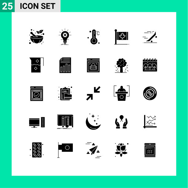 象形文字设置25个简单的固体字形骑图片下载