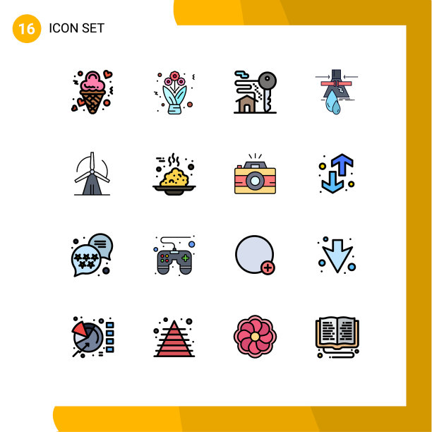 象形图设置16个简单的平色填充图片下载