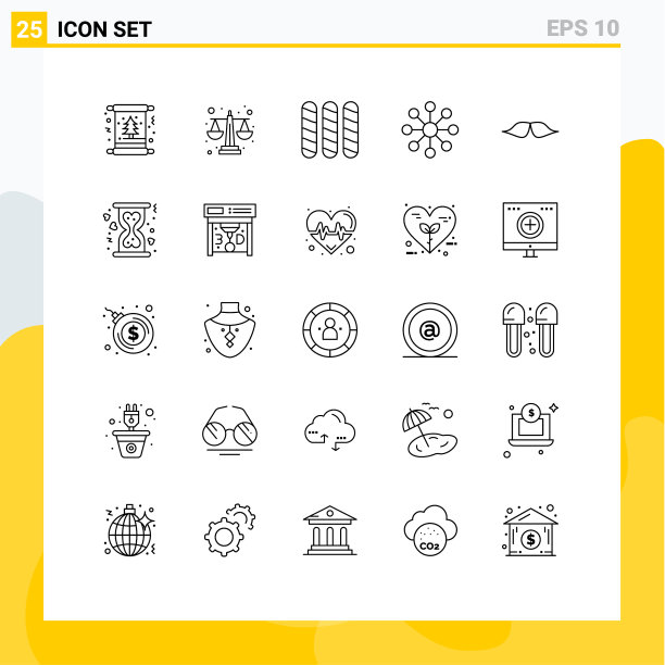 股票图标包25行符号和符号图片下载