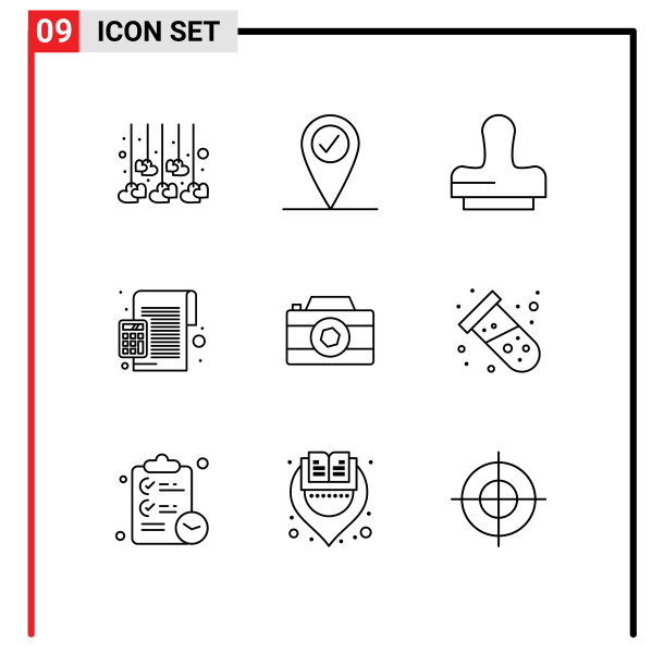 象形图设置9简单轮廓照片图像图片下载