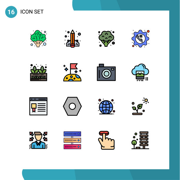 设置16商业平面彩色填充线条包图片下载