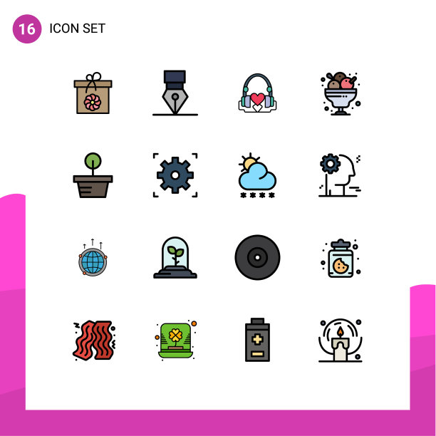 设置16个现代UI图标符号标志图片下载