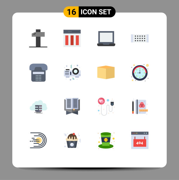 移动界面平面颜色设置16个象形图图片下载