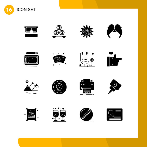 为男人movember在网格上设置16个实字形图片下载