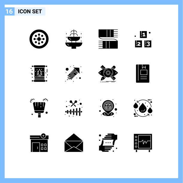 将16个实字形、符号和符号分组图片下载
