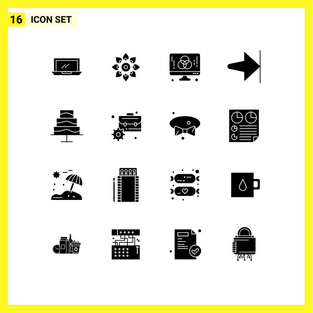 16组现代固体符号设置为结束图片下载