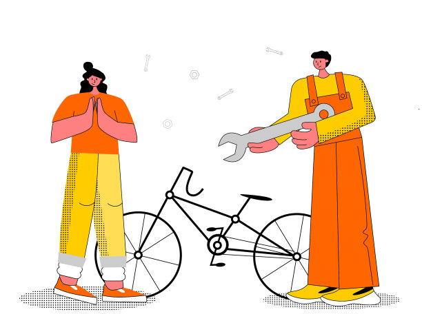 自行车修理平铺式图片下载