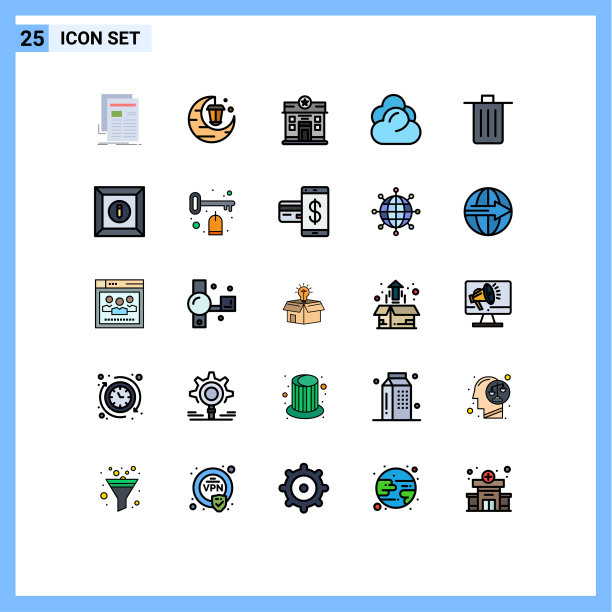 为卷筒纸设置25种通用填充线平面颜色图片下载