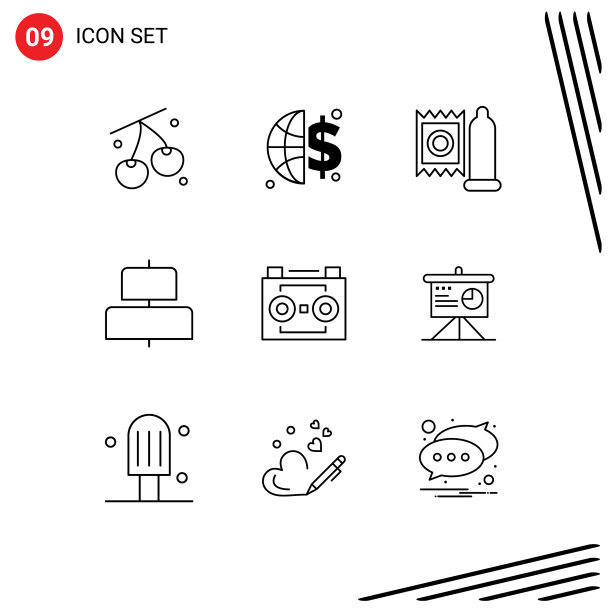 设置9个现代UI图标符号标志图片下载