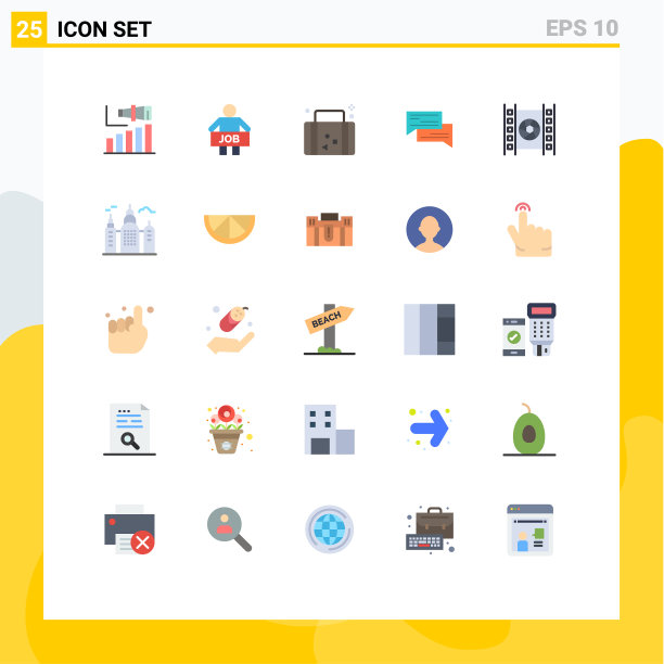 将25个单色标志和符号组合在一起图片下载