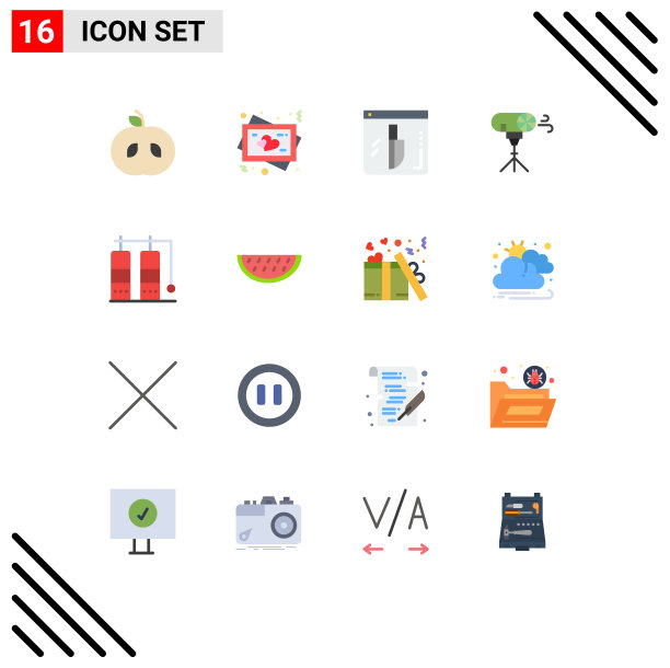 设置16个平面颜色网格度假潜水图片下载