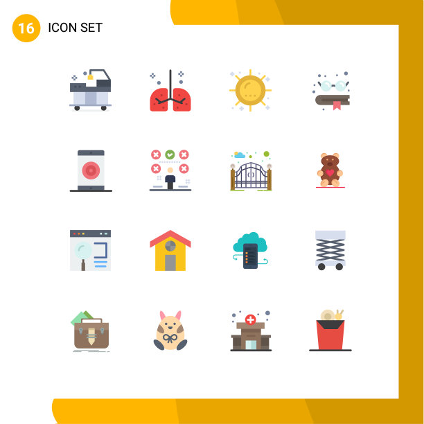 象形图设置16个简单的平色引擎图片下载