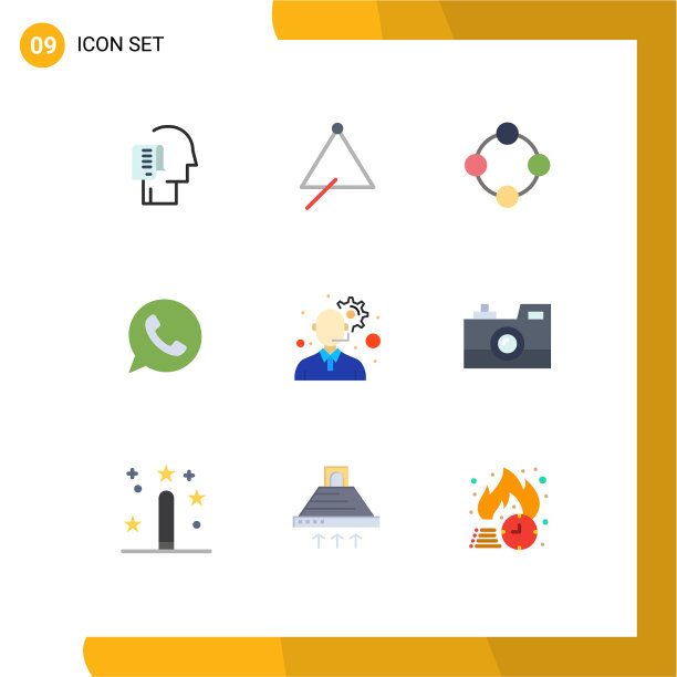 可编辑线包9个简单的平面颜色图片下载