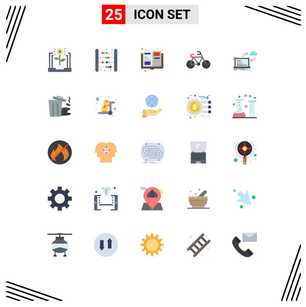 可编辑线包25个简单的平面颜色图片下载