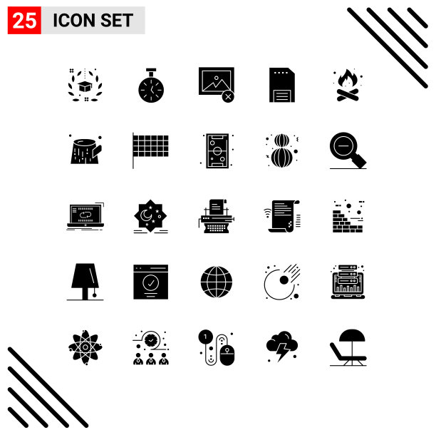 包25个创意固体象形文字营地传单图片下载