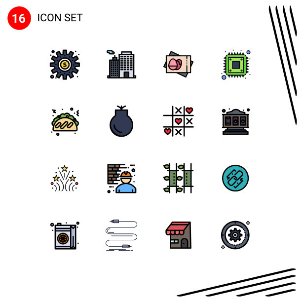 组16平色填充线标志和图片下载