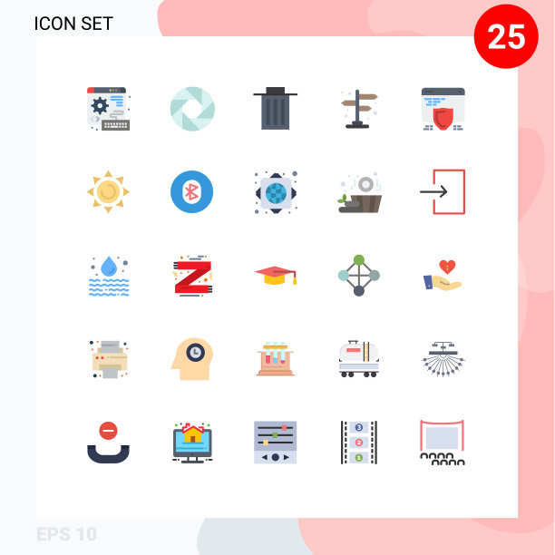 25个主题平色和可编辑的符号图片下载