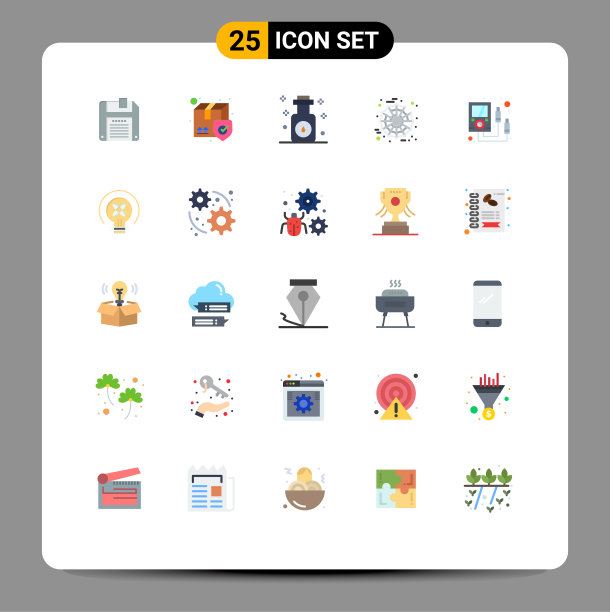 可编辑线包25个简单的平面颜色图片下载