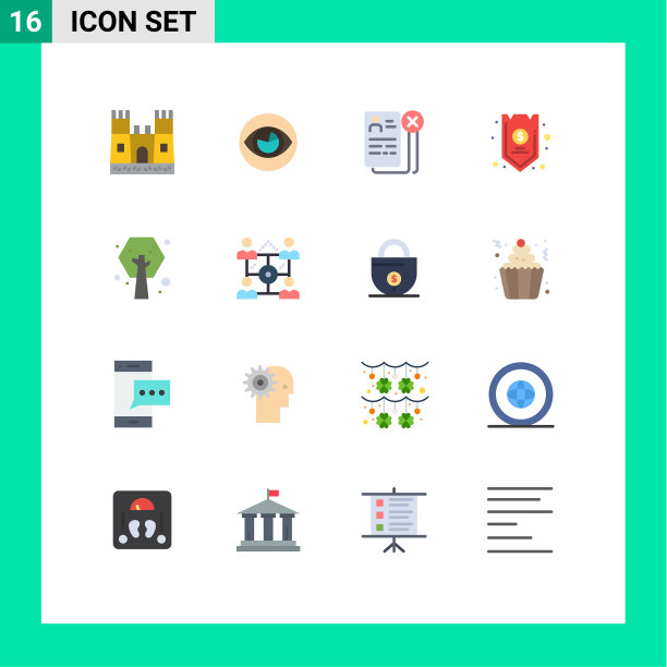 16个主题平色和可编辑的符号图片下载